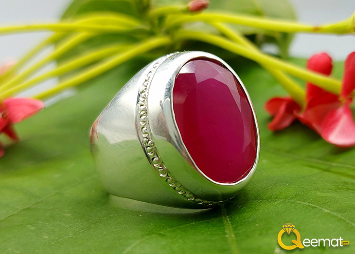 Garnet Stone Ring Pure Silver