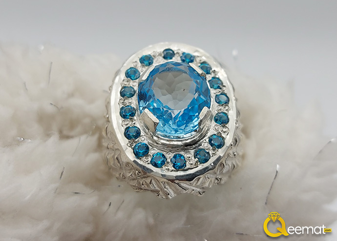 Beautiful Blue Topaz Pure Chandi Ring
