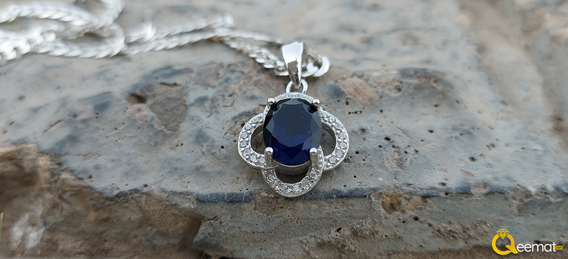 Blue Gemstone Silver Pendant Necklace