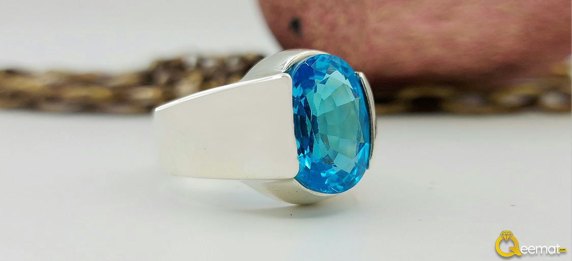 Blue Topaz Plain Ring For Boy