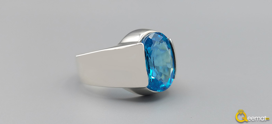 Blue Topaz Plain Ring For Men
