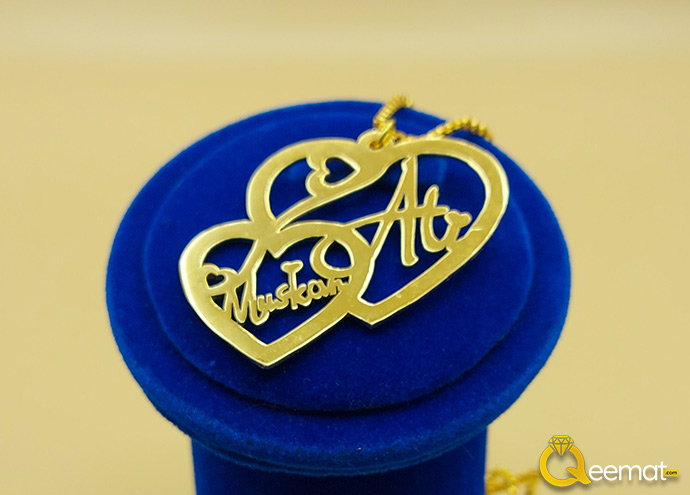 Buy Heart Shape Necklace Custom Name Ali Muskan Gold Plated Order In Pakistan