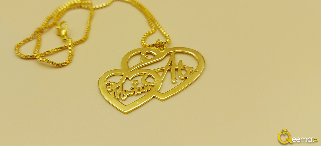 Buy Heart Shape Necklace Custom Name Ali Muskan Gold Plated