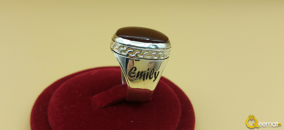 Custom Name Agate Ring For Men In Pure Silver Online Order