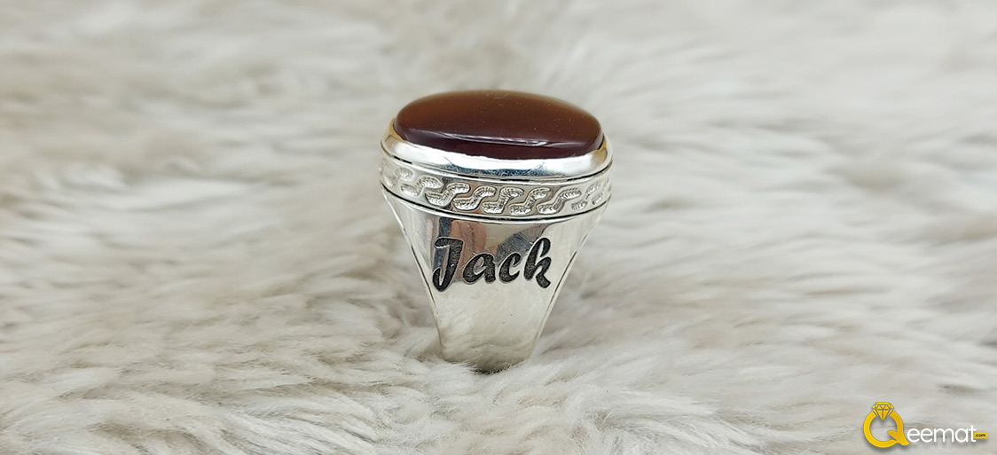 Custom Name Agate Ring Men With Pure Silver