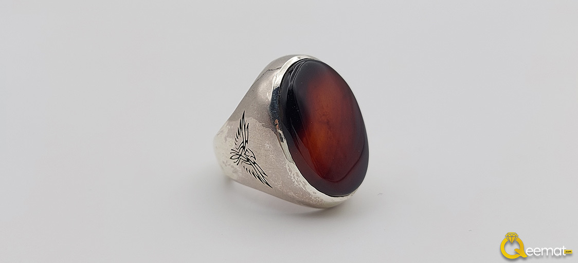 Dark Brown Agate Gemstone Silver Ring For Men