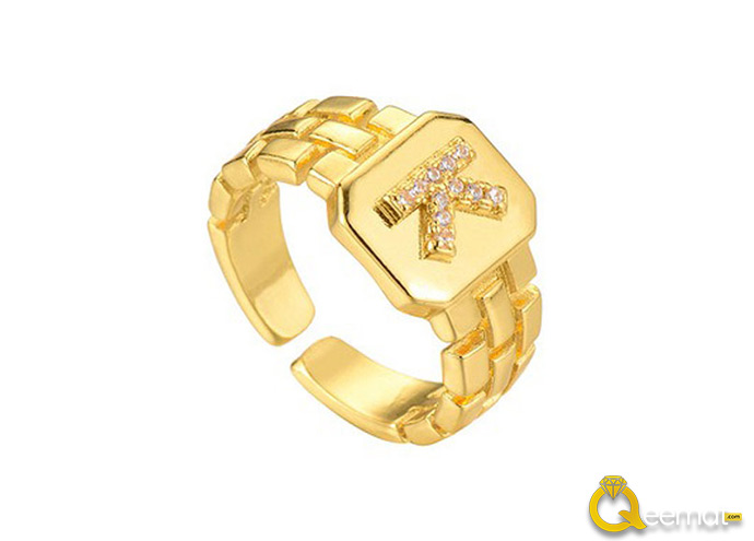 Design Of Alphabet Ring With Zircon Stones Price And Design
