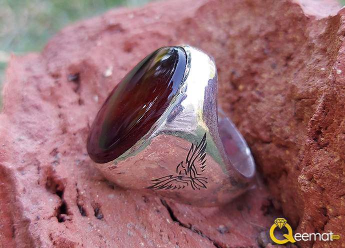 Eagle Custom Made Silver Ring Agate Stone Online Order