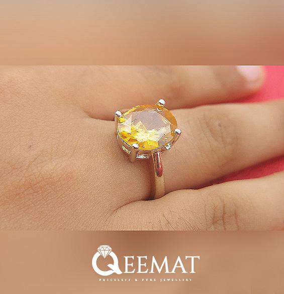 7.25 Ratti Yellow Sapphire Pukhraj Ring For Men & Women With Lab Certified