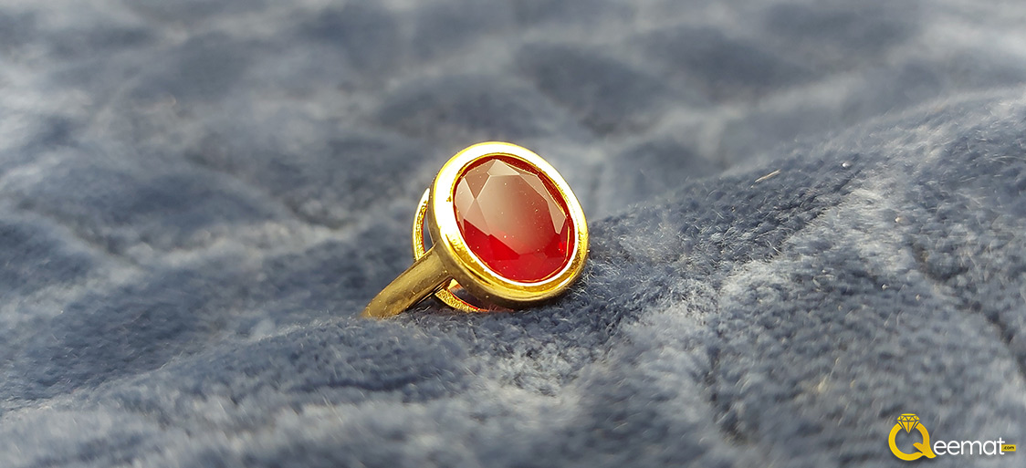 Gold Plated 925 Pure Silver Ring With Ruby Gemstone For Women