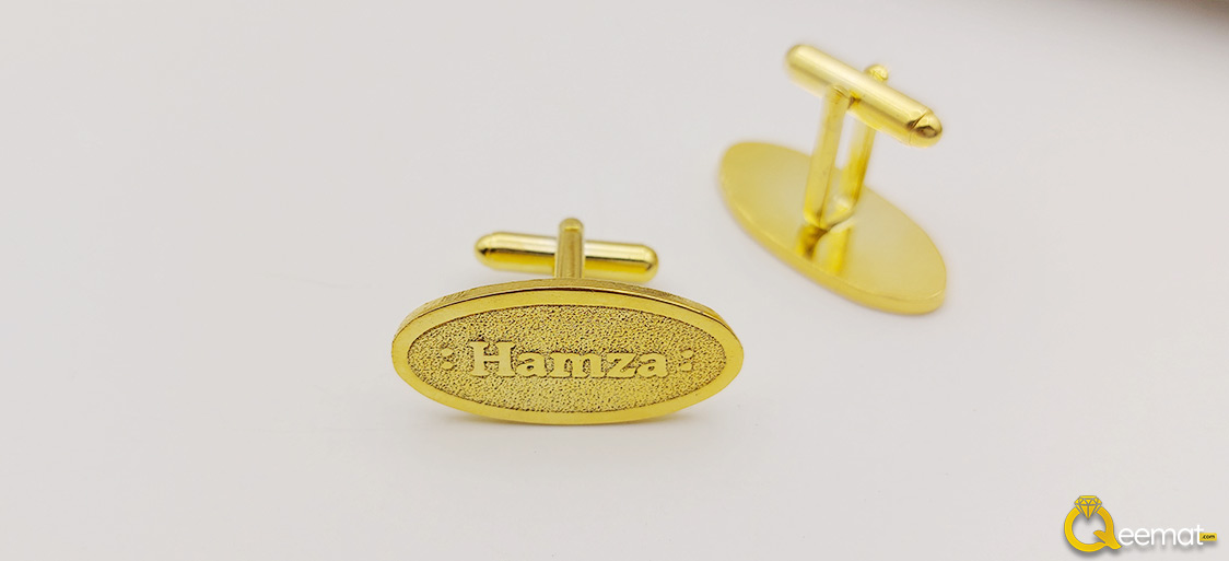 Gold Plated Name Engraved Cufflinks For Men New Design