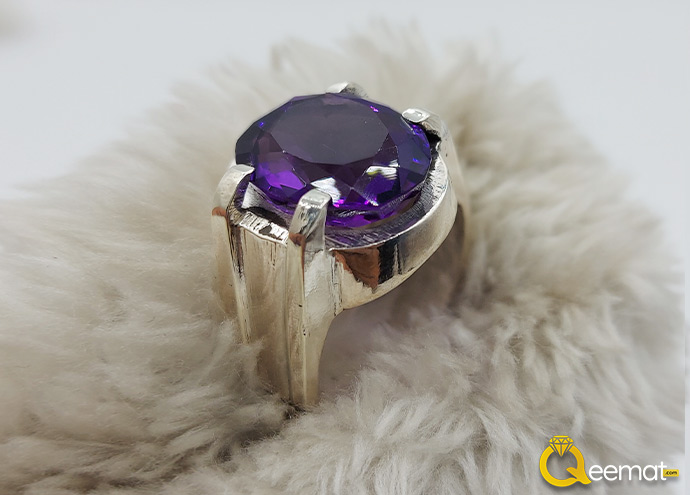 Natural Amethyst Stone Ring For men With Packing
