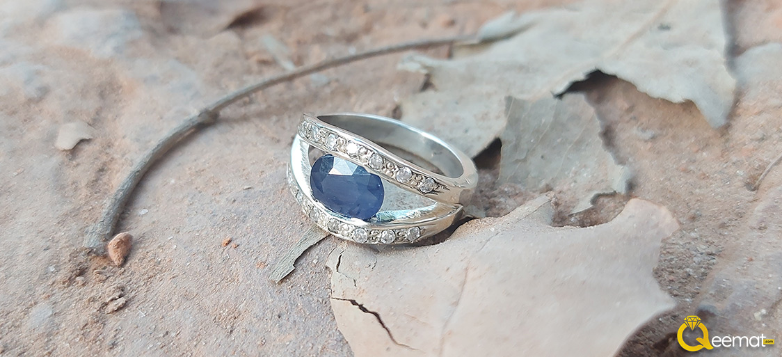 Navy Blue Sapphire Ring Made Of Silver
