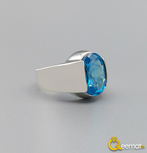 Blue Topaz Plain Ring For Men – Pukhraj Stone Ring for Men – Prices in ...