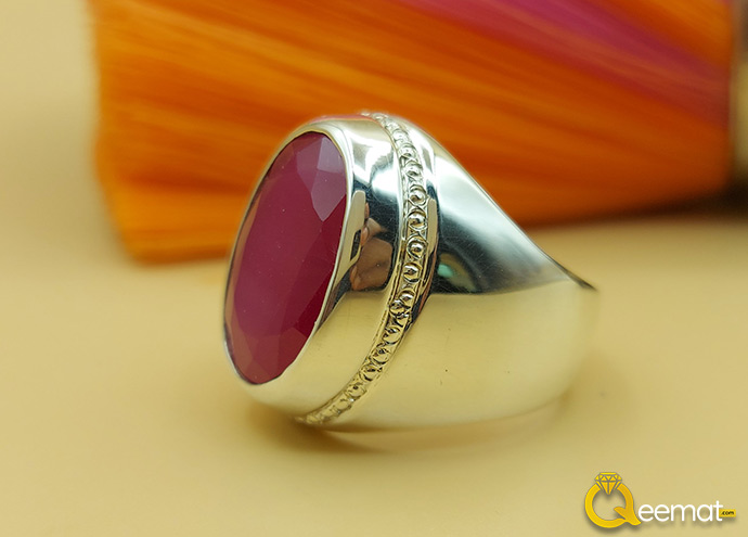 Pure Chandi Ring Made In Anari Yaqoot Stone