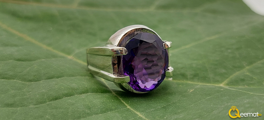 Pure Silver Amethyst Stone Ring For Men