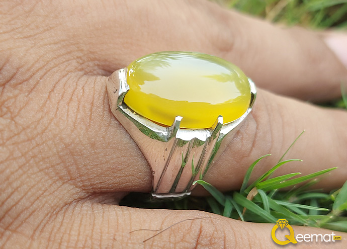 Real Yellow Aqeeq Imran Khan Ring Design For Men
