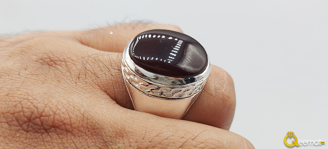 Red Aqeeq Pure Silver Ring
