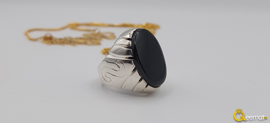 Silver Ring With Agate Stone Alphabet Engraved Online Order