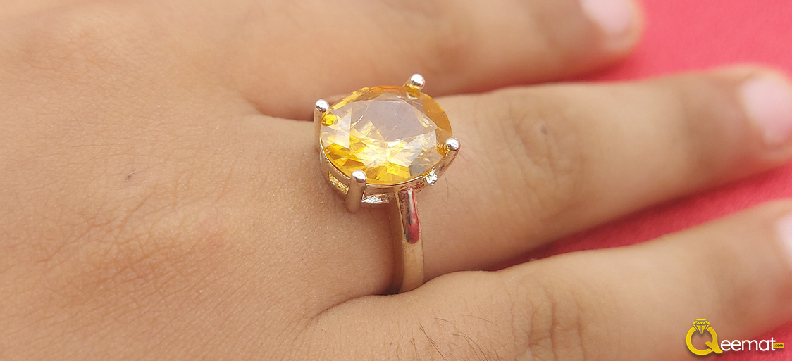 Simple Pukhraj Ring For Girls Yellow Sapphire Ring