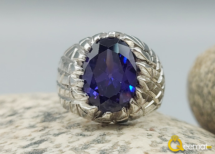 Virgo Stone Blue Zircon With silver Ring For Men