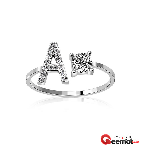 A Alphabet Design Ring For Girls In Silver