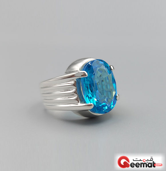 Pukhraj Pathar Ring Design Blue Color