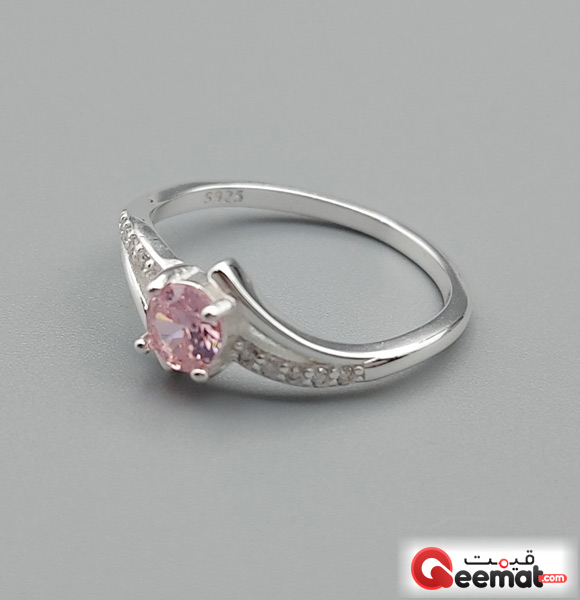 Real Stone Pink Zircon Women Ring