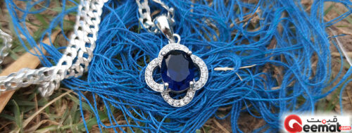 Blue gemstone silver pendant necklace