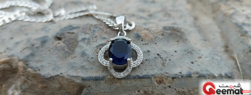 Blue sapphire white zircon pendant for ladies