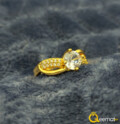 Gold Plated Moissanite Gemstone Silver Ring For Girls Pure Chandi