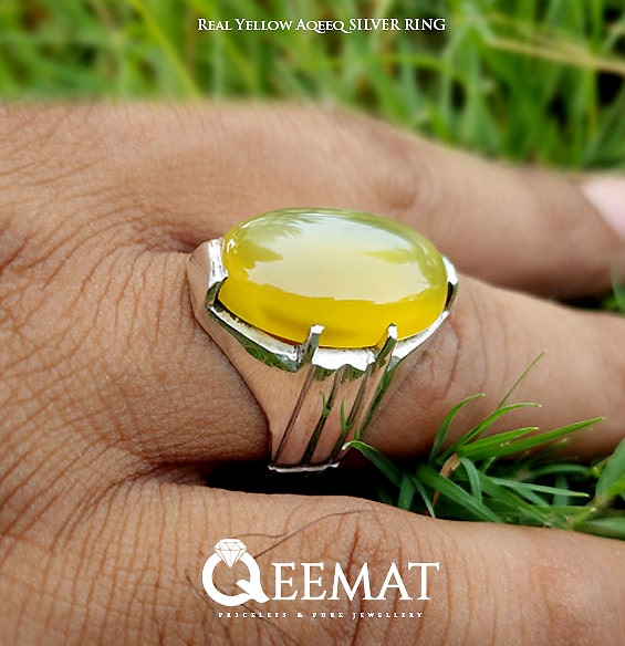 Lab Certified Natural Yellow Sulemani Ring 8.25 - 9.25 Ratti Adjustable Ring  Yellow Agate Ring Sulemani Ring