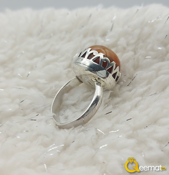 Jali Style 925 Silver Ring With Agate Gemstone