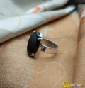 Pure Chandi Ring Design For Girls With Black Akeek Stone