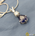 Blue Sapphire And Moissanite Stones Silver Pendant With Chain