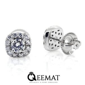 925 Silver Halo Round Cut VVS/D Lab Created Stud Earrings