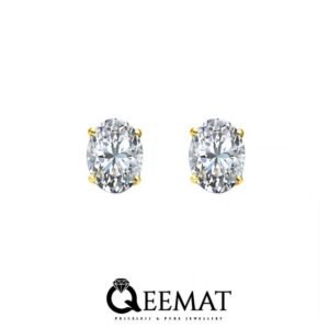 925 Silver Lab Created Oval Cut Diamond Solitaire Stud Earrings
