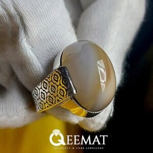 Natural Dual Color Agate Ring for Men - Handcrafted Silver Rings