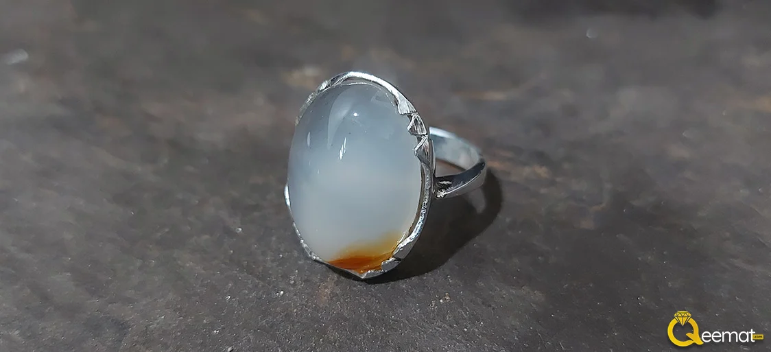 White Milky Agate Silver Ring White Milky Agate Silver Ring