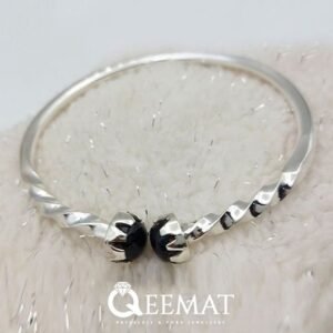 Black Natural Agate Bracelet for Men & Women in 925 Silver