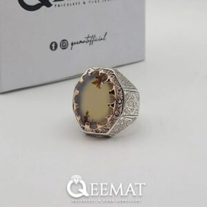 Men's Stunning Dendritic Moss Agate Ring Of 925 Sterling Silver