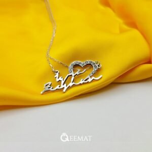 Custom Name Silver Pendant with Chain - Gift for Her with Stones