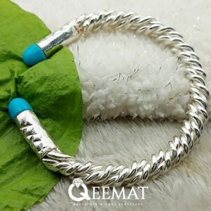 Natural Turquoise 925 Sterling Silver Bracelet Kada for Men & Women