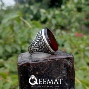 Handcrafted Turkish Design Natural Red Agate Silver Ring
