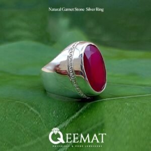 Simple Macho Style Natural Garnet Stone Silver Ring for Men