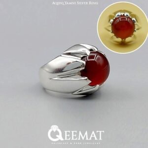 Natural Yemeni Agate Gemstone Ring - 925 Silver Ring for Men