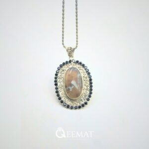 Dendritic Agate Necklace - White Agate Silver Necklace
