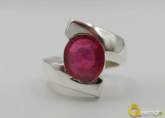 Beautiful Design Pure Silver Ring With Garnet Stone Online Order