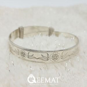Floral Silver Bracelet for Girls - Pure 925 Sterling Silver Band Bracelet