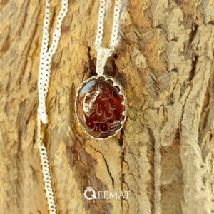 Silver Made Necklace with Panjtan Pak Names Engraved on Agate Stone